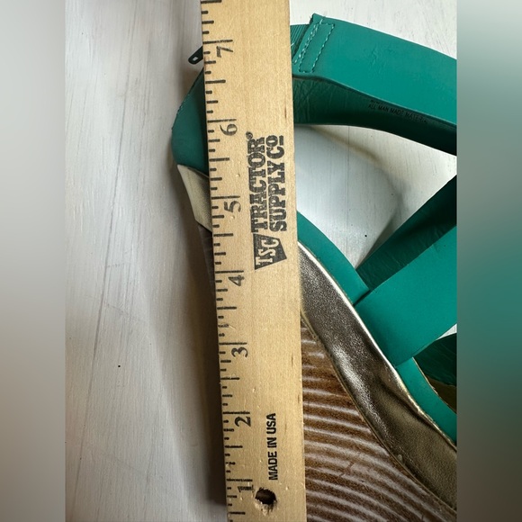 JustFab HollyN Turquoise Wedge Heels Women’s 6.5 Platform Sandals Zip Back - Picture 10 of 12